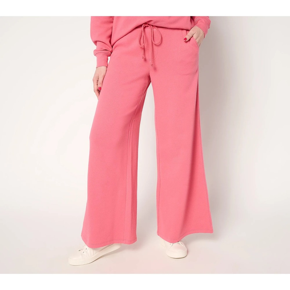 Peace Love World Boheme Regular French Terry Monica Wide Leg Pant Pink XL #842P